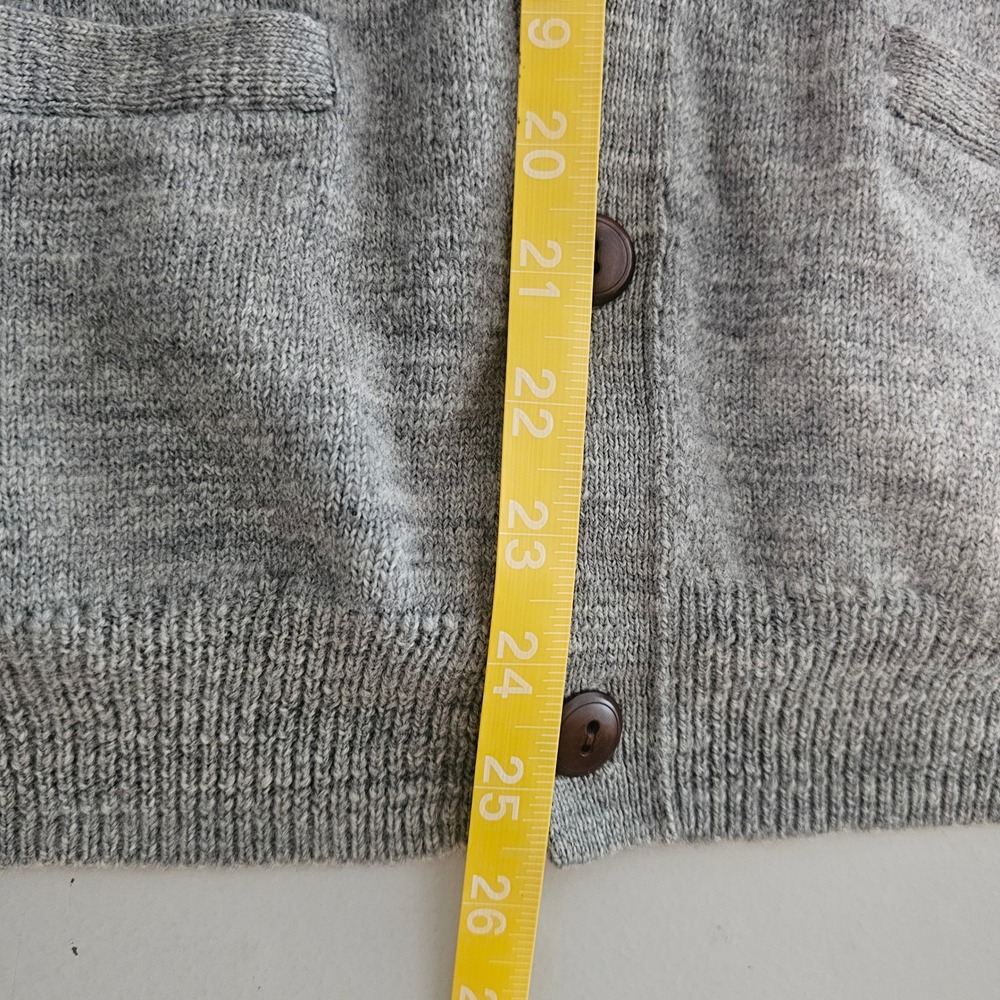 J.Crew Mens Cardigan XL Gray Merino Wool Slim Fit Elbow Patch Preppy Academia - Picture 6 of 7